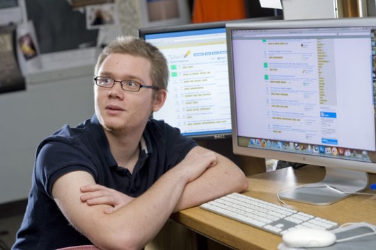Student working on computer