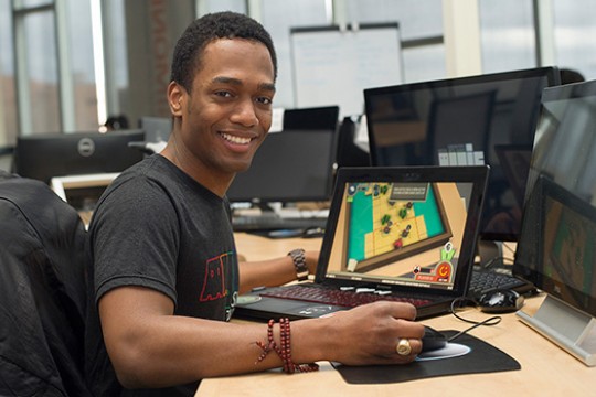 Person working at computers