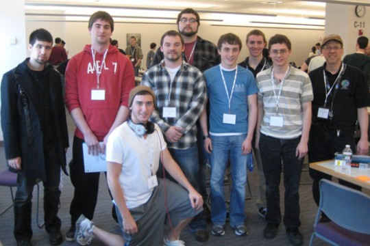 People posing for camera