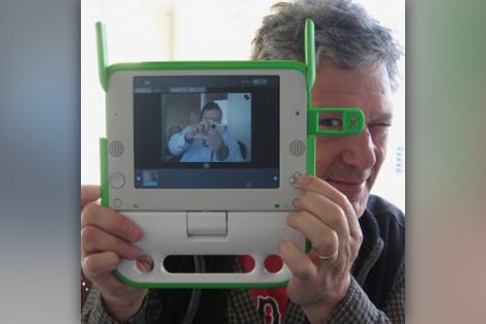 Person looking through camera