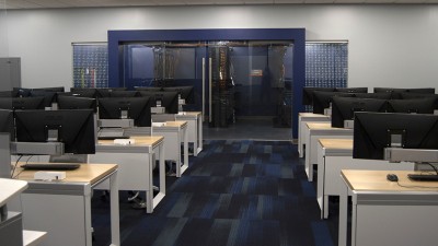 Computer lab from front looking at Server Room