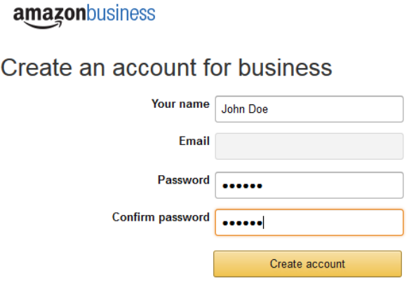 Amazon Account Creation Screen