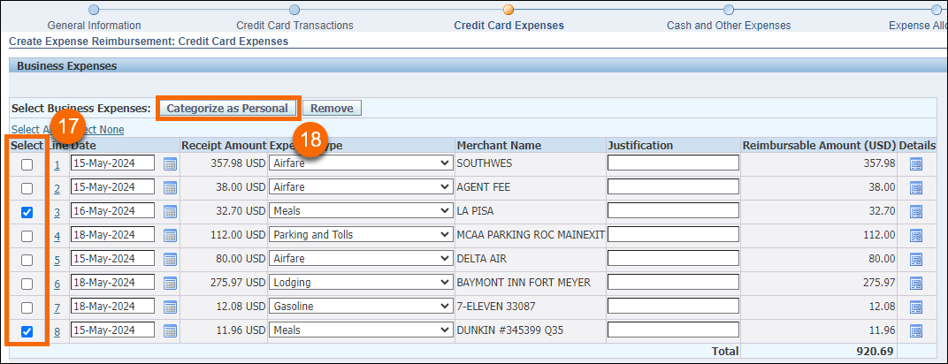 Categorize Expenses as Personal