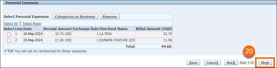Categorize Expenses as Personal