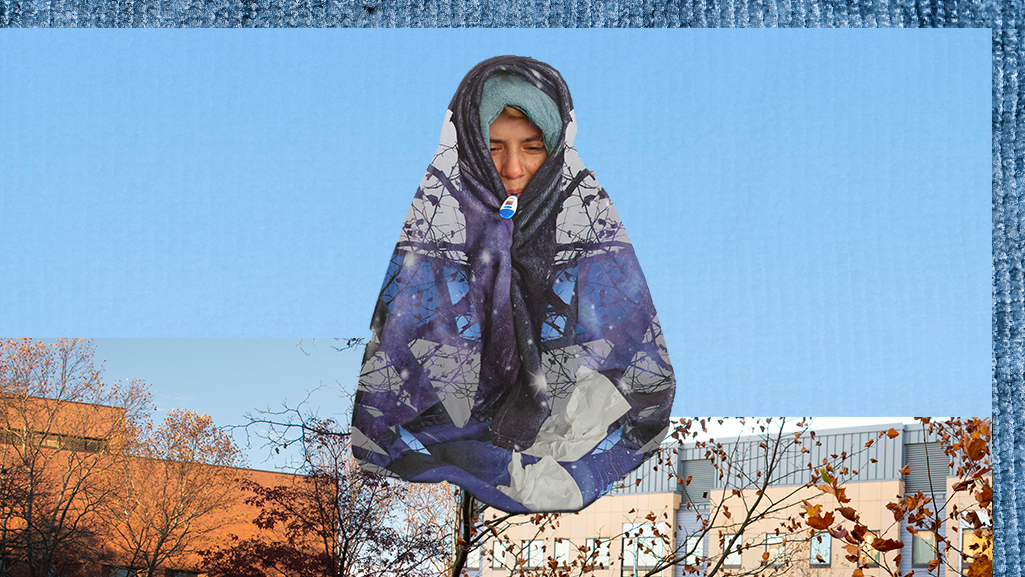 Photo of a person wrapped in a blanket by Joe Schading and Rachel Kogut