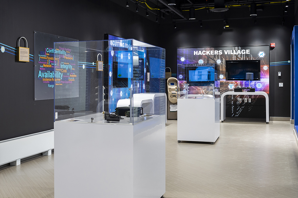 displays/projects inside the experience center