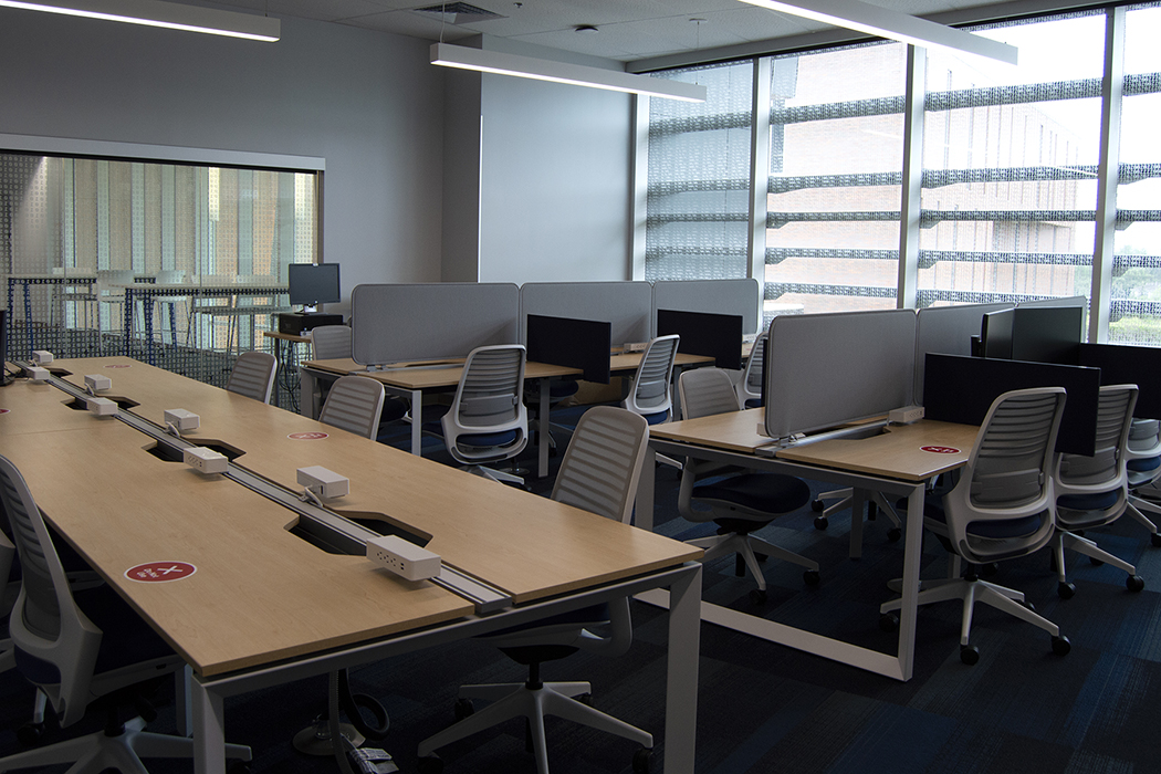 Student tables and chairs in the SFS room