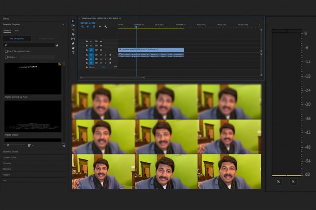 screenshot of video editor software manipulating video of a man speaking.