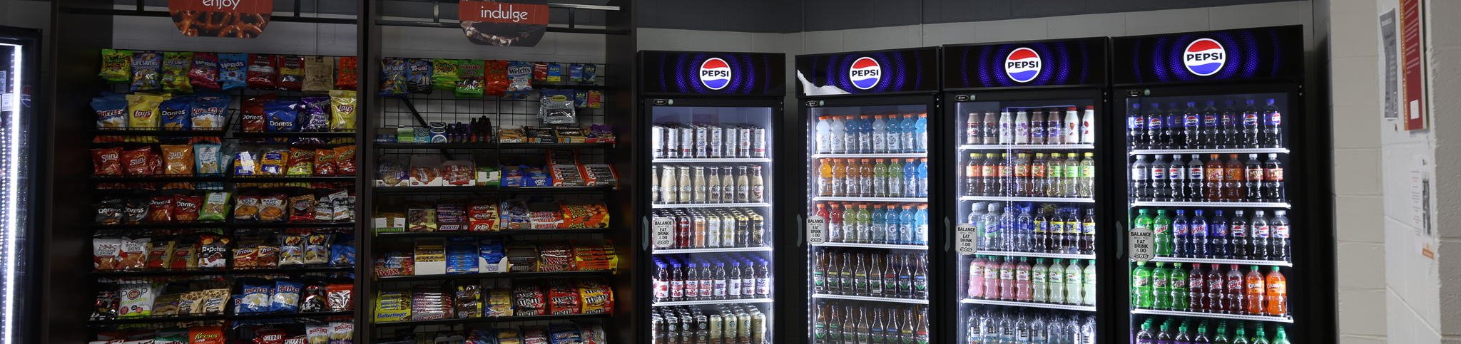 pepsi coolers and snack counter
