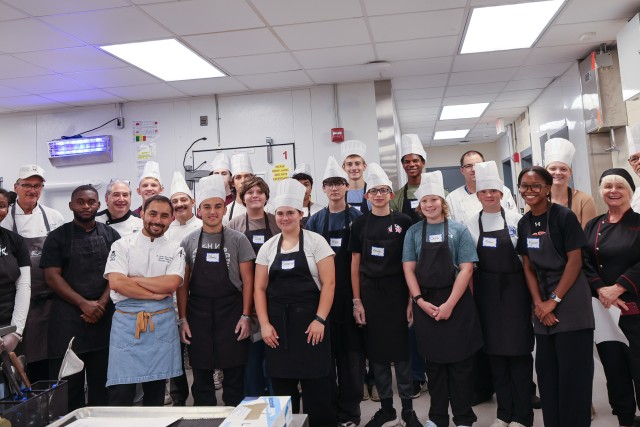 group of students in a kitchen