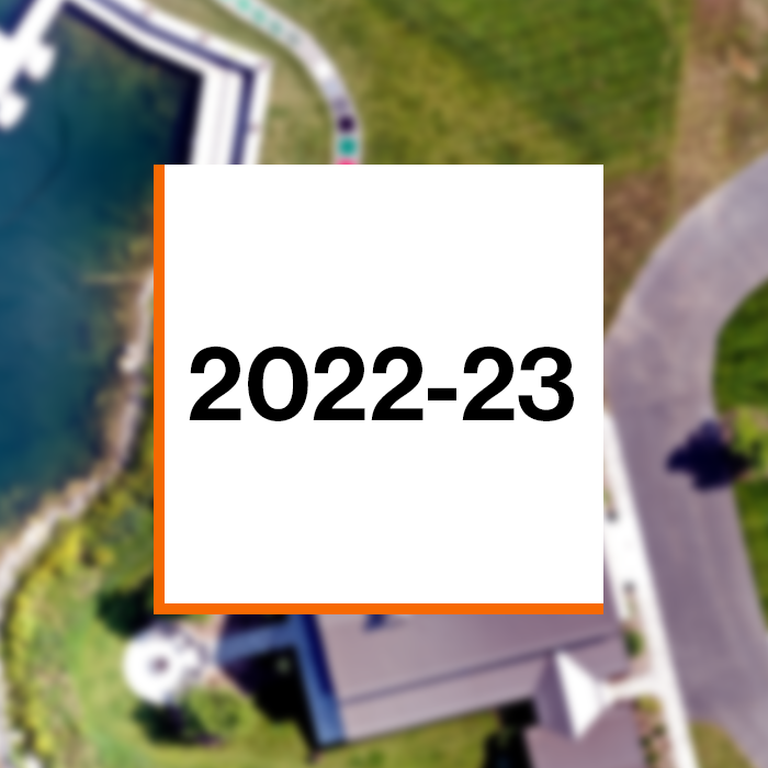 Annual Report 2022-2023 cover photo: overhead shot of the RIT Tate preserve