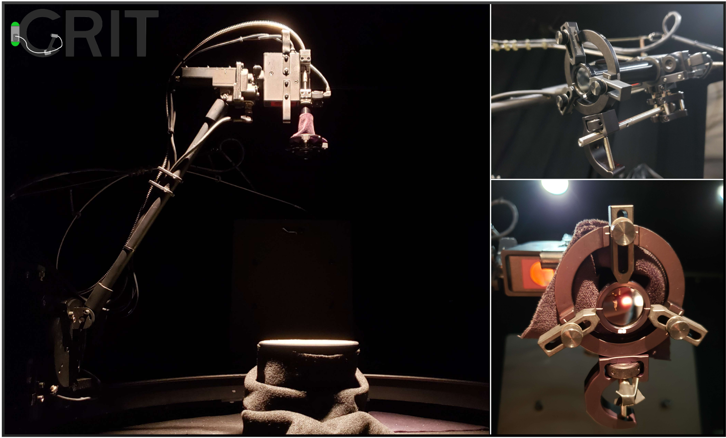 Photos of our hyperspectral goniometer system and its filter