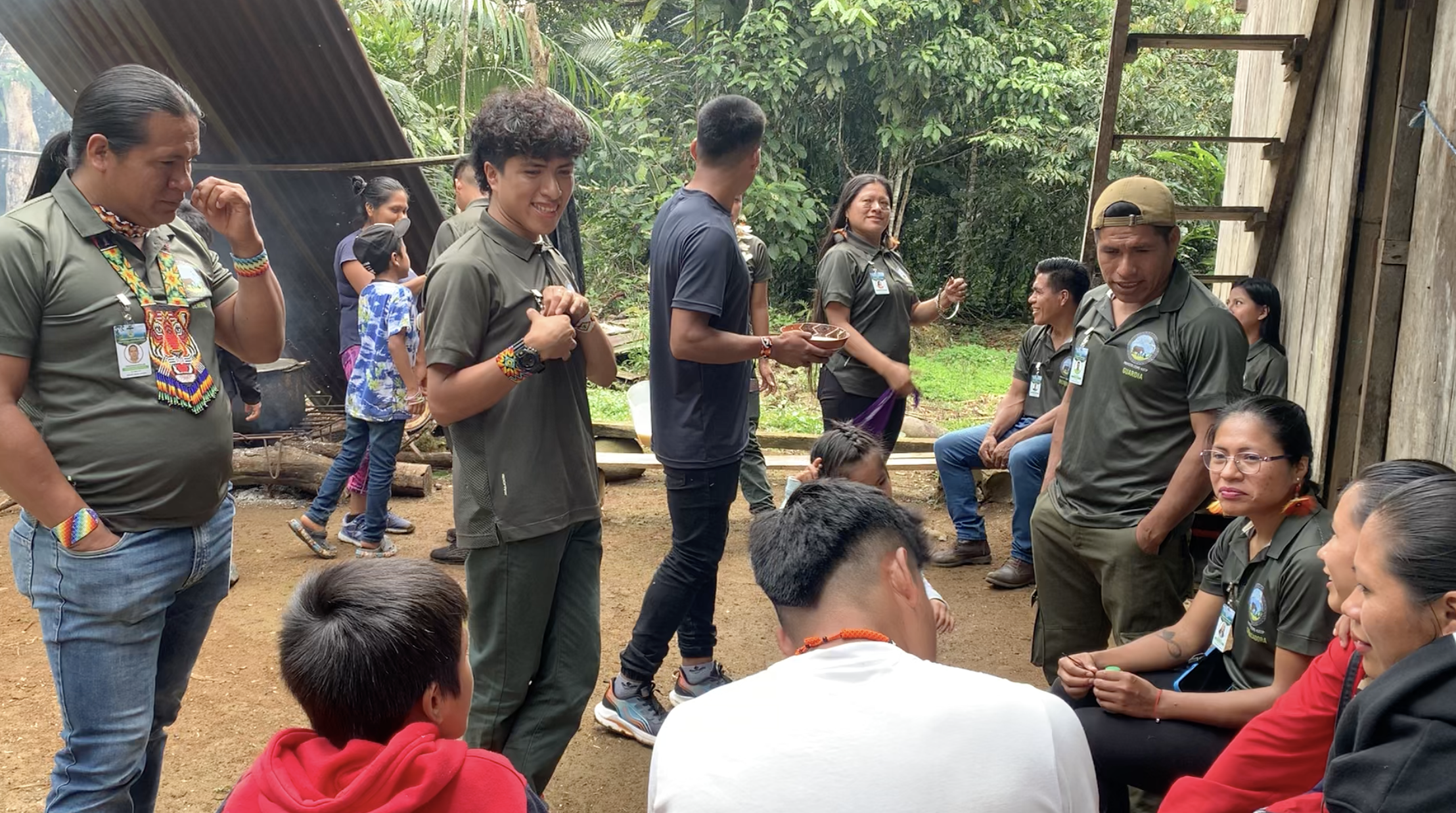 Researchers and community members from a Shuar community of the Amazon in eastern Ecuador.