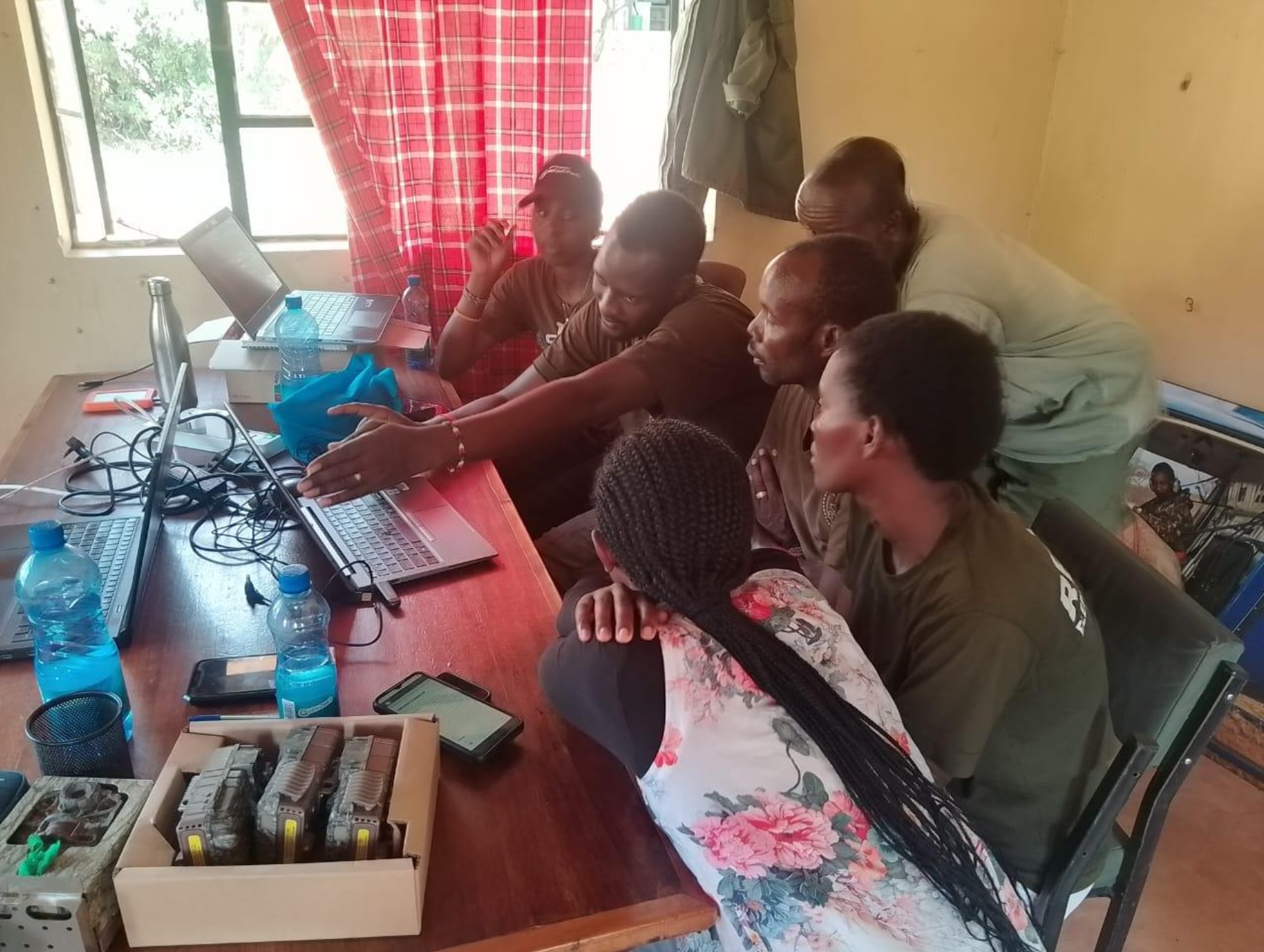 Researchers from the Samburu community at Reteti Elephant Sanctuary in northern Kenya attending a training session on camera traps.