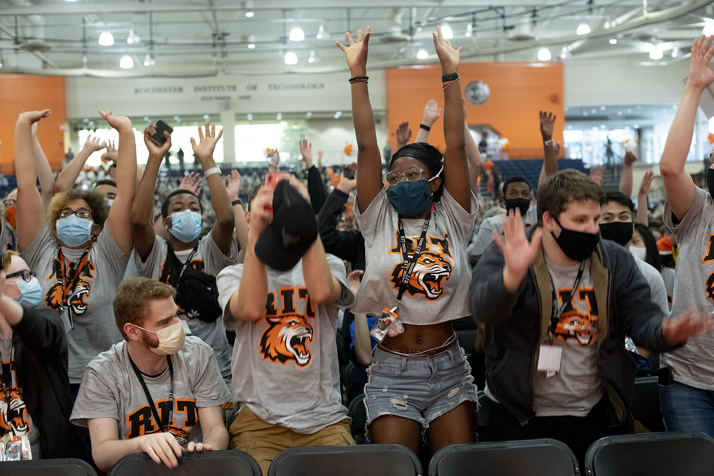 students cheering