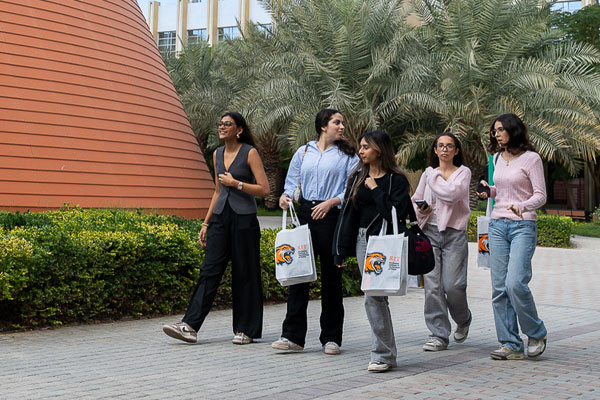 Students walking past innovation center at RIT Dubai