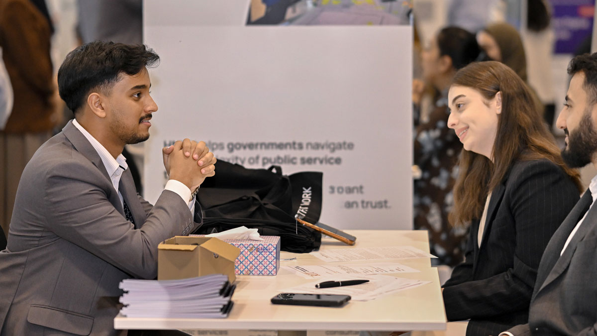 RIT student in career fair