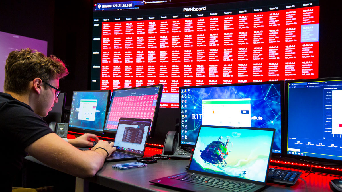 Student looking at the screen