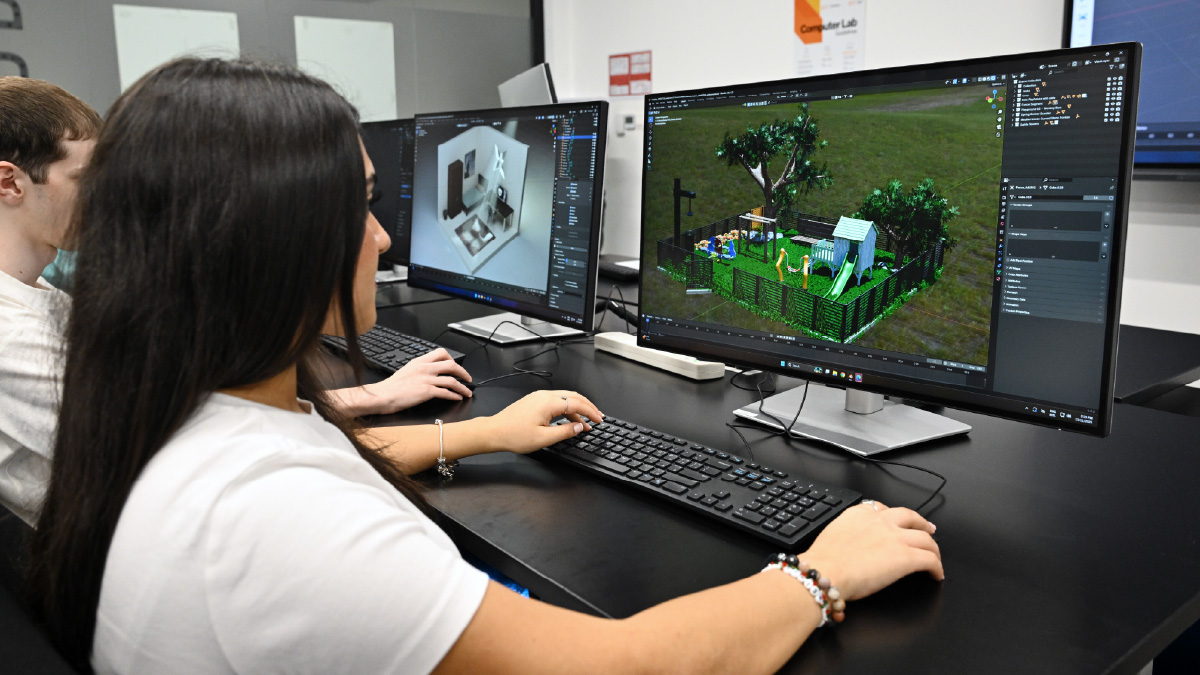 Student Working on Design Interface