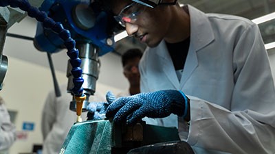 Student working in a lab