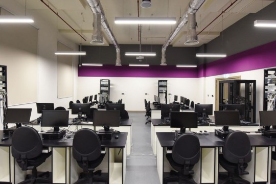 computer lab with monitors turned off