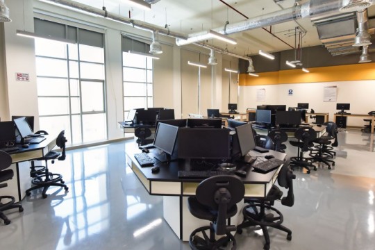 Lab with multiple groupings of computers to work on