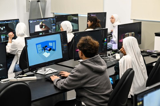 Students working on computers