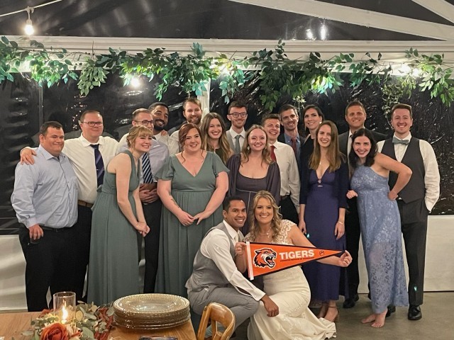 Picture of Valerie VanHoesen and Calvin González celebrating with their friends and family