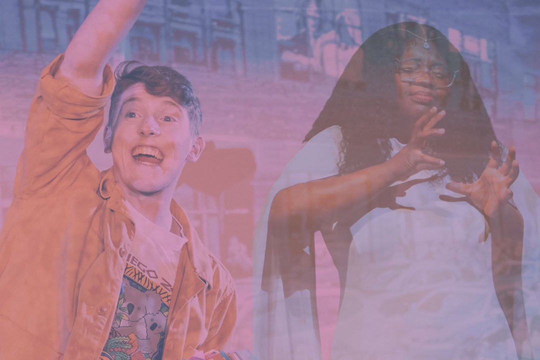 A compilation photo of past performances including ‘Ordinary Days,’ left, and ‘Singring and the Glass Guitar.’