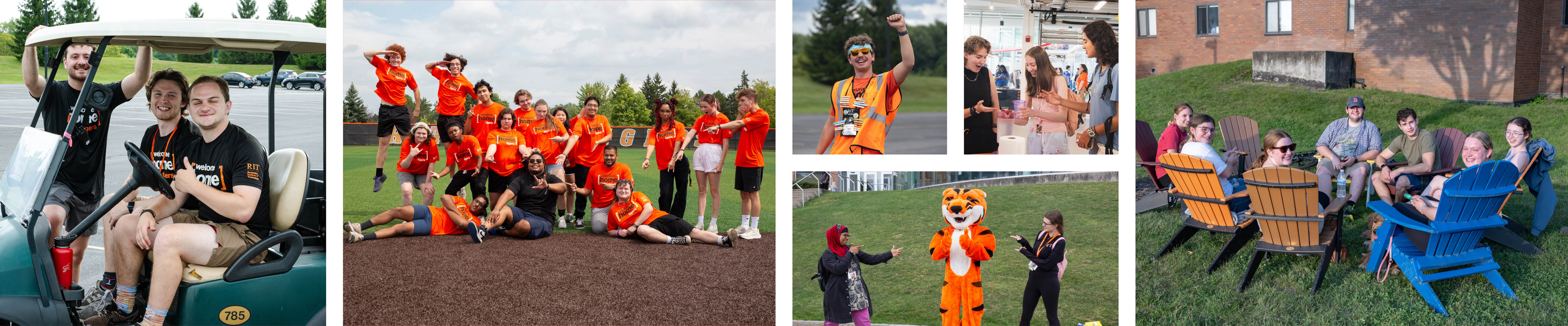 A photo collage showing the vibrancy of campus life from RIT move-in and Orientation Fall 2024