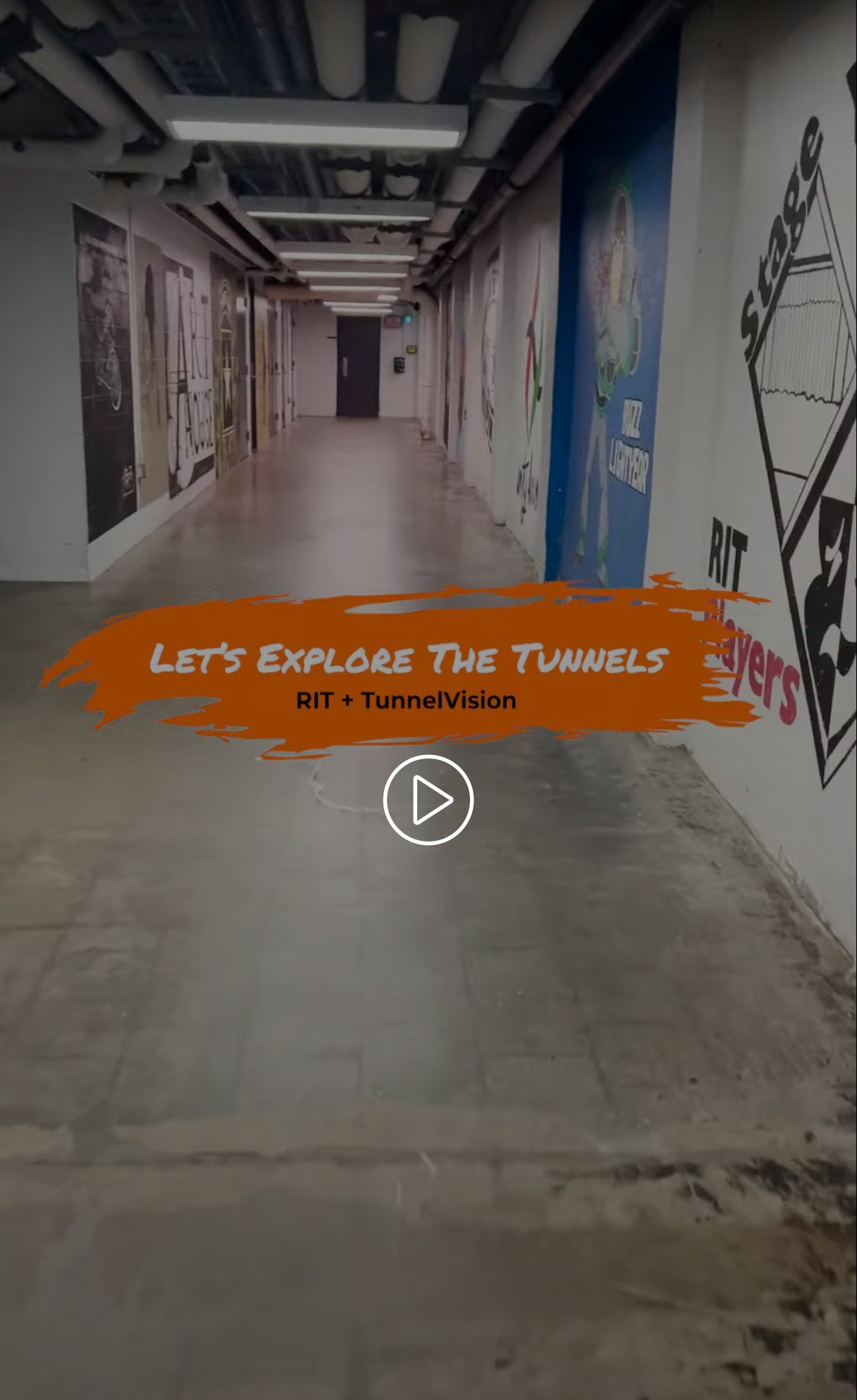Video frame appears with a play button on top. This video is the student-led tunnel tour video.