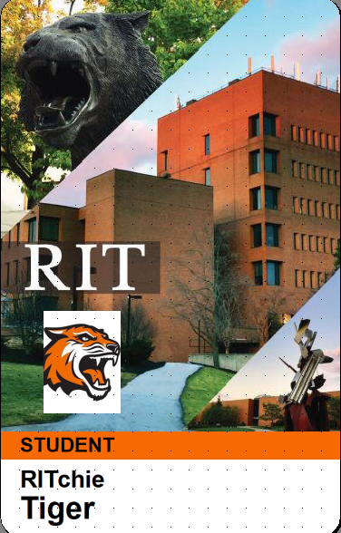 RIT Student ID sample with Ritchie the Tiger