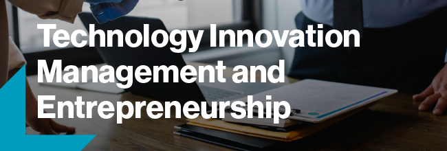 Photo of handshake with technology innovation management and entrepreneurship text