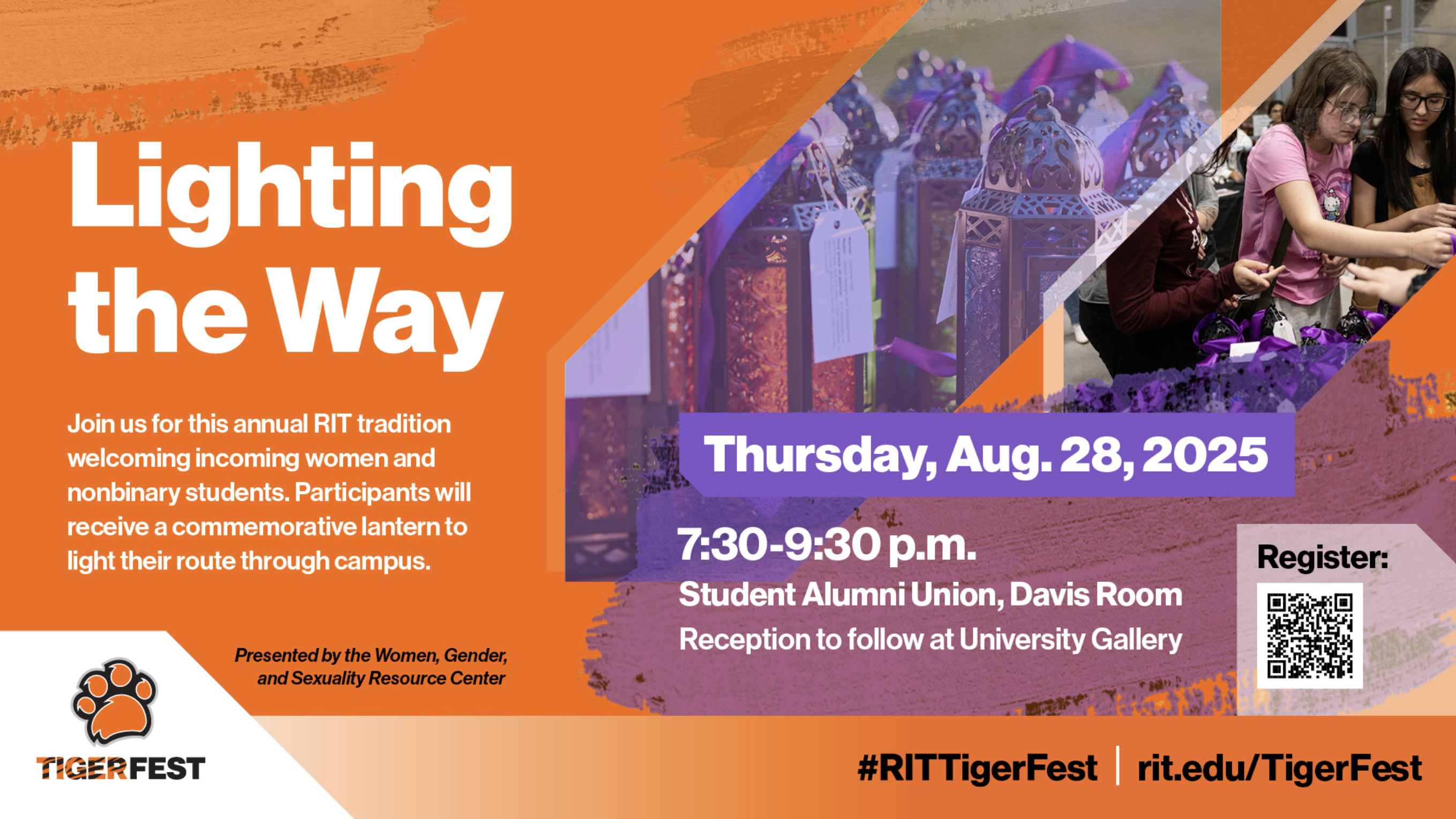 Lighting the way students gathered in image at right