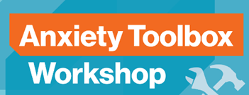 anxiety toolbox workshop written on a blue background
