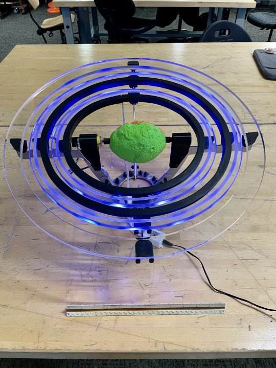 Front view of psyche asteroid exhibit