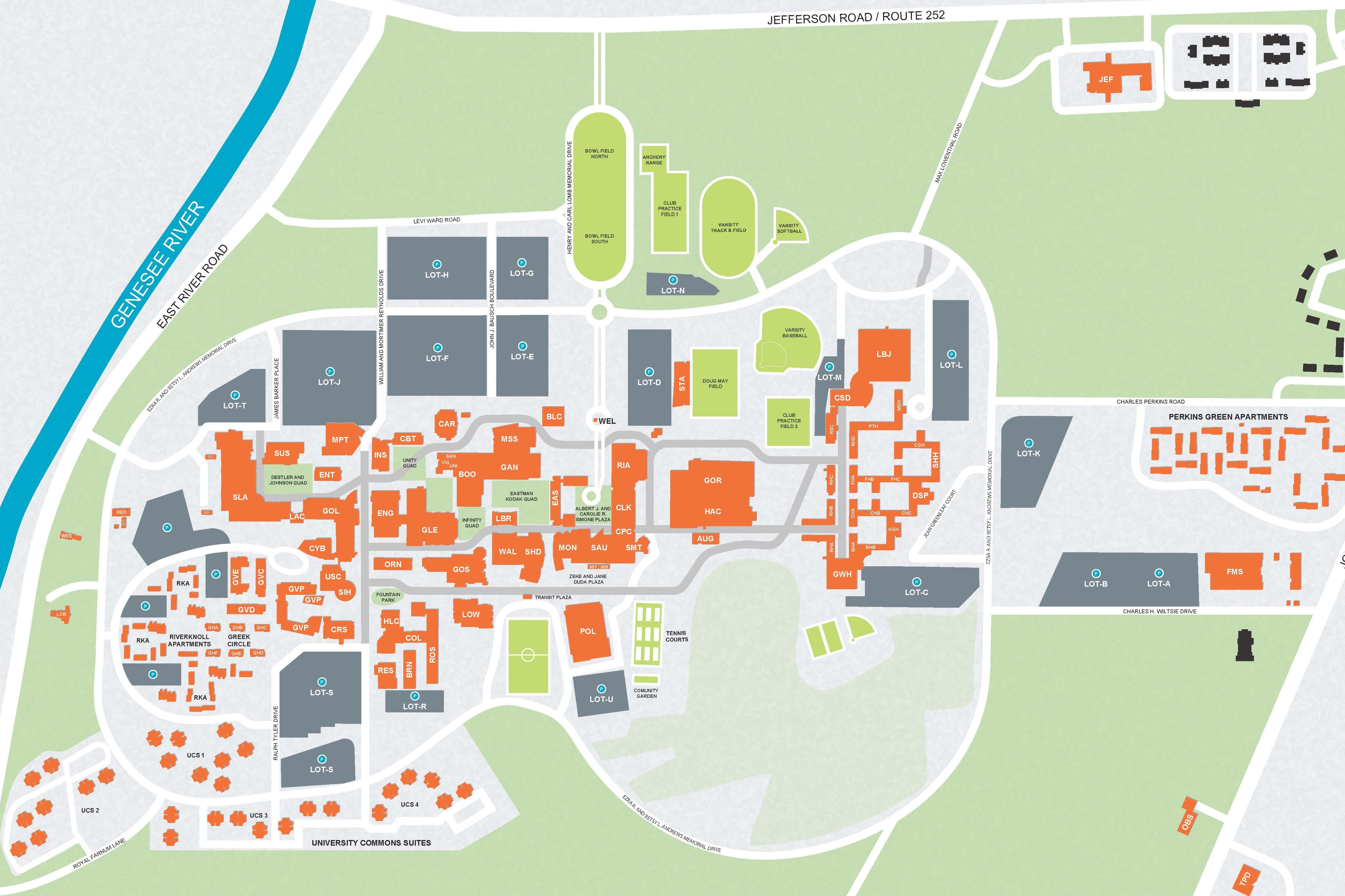 An illustration of the RIT campus map.