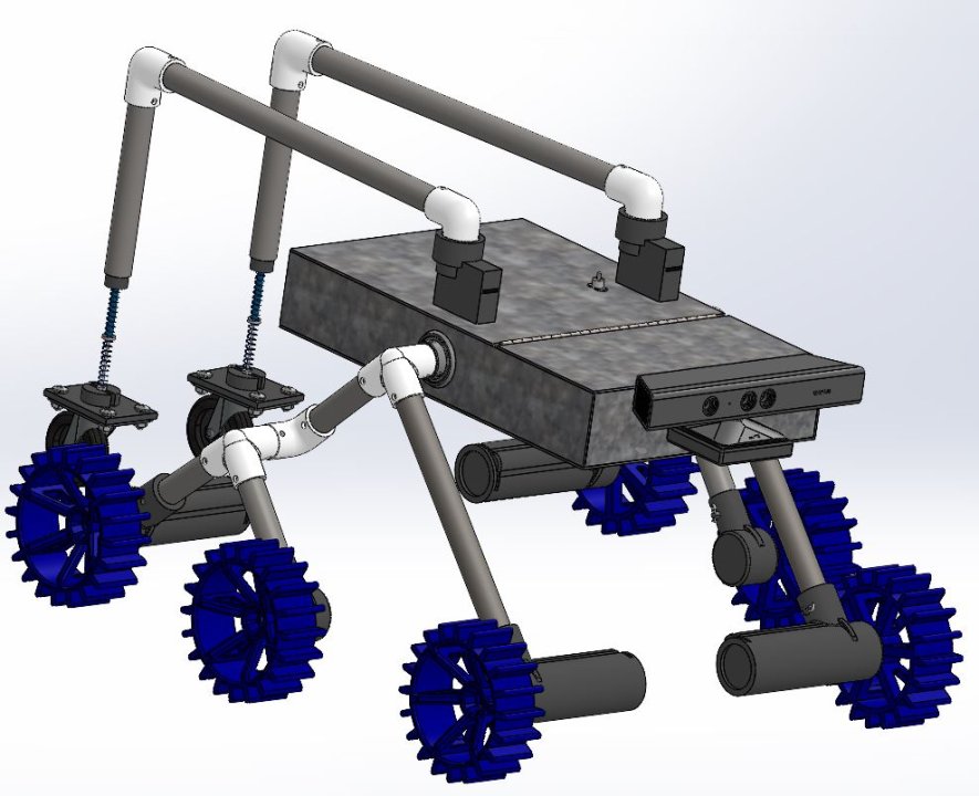 This image shows the rover design in a clear, clean, and presentable simulated format.