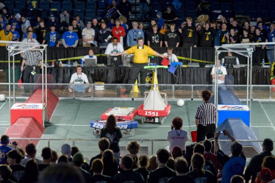 Robots competing on field
