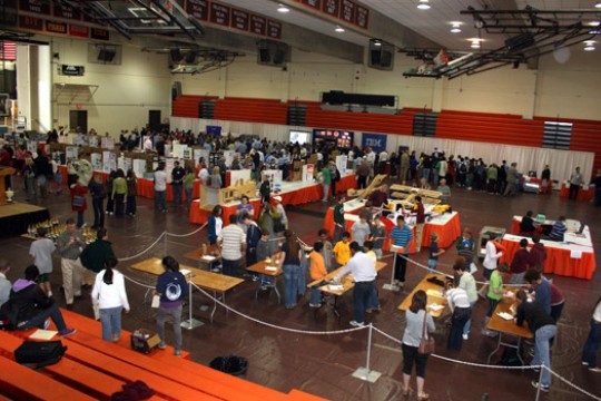 Picture of people gathered around event