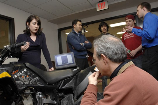 People gathered near vehicle