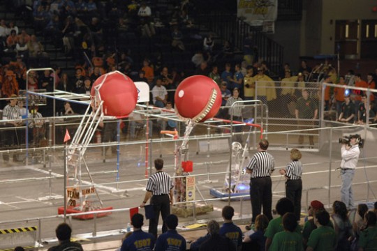 Robots competing at event
