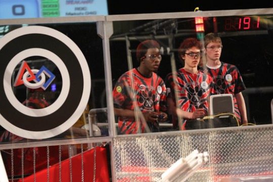 People working at event