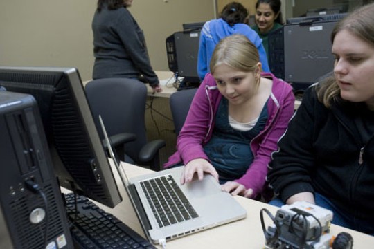 People working on computer