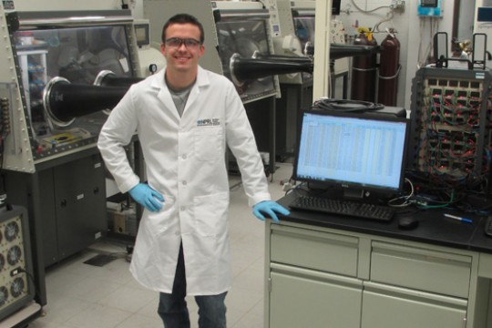 Student  posing in lab 