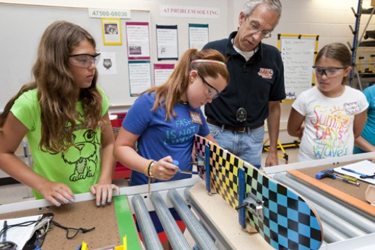Kids working in classroom