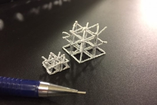 Aluminium lattice structures.