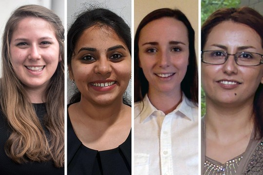 four female engineering Ph.D. students.