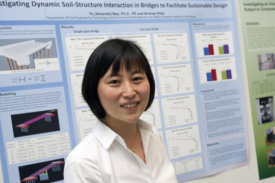 Person posing in front of posters