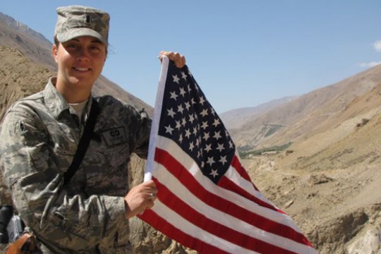 Soldier posing for camera